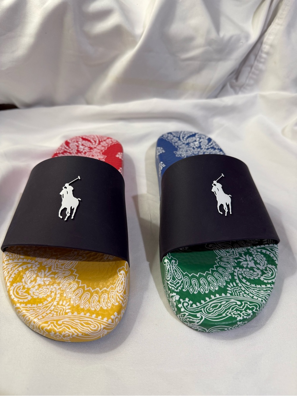 Polo Ralph Lauren Bandanna-Print Color-Blocked Slide M/Size 8